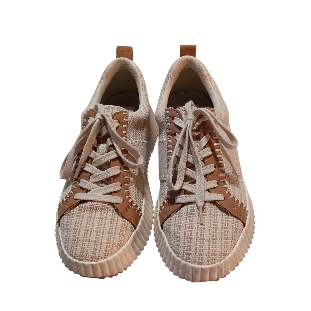 Dolce Vita Platform Sneakers,Brown Tweed Uppers,Tan Leather Accent Parisian Chic